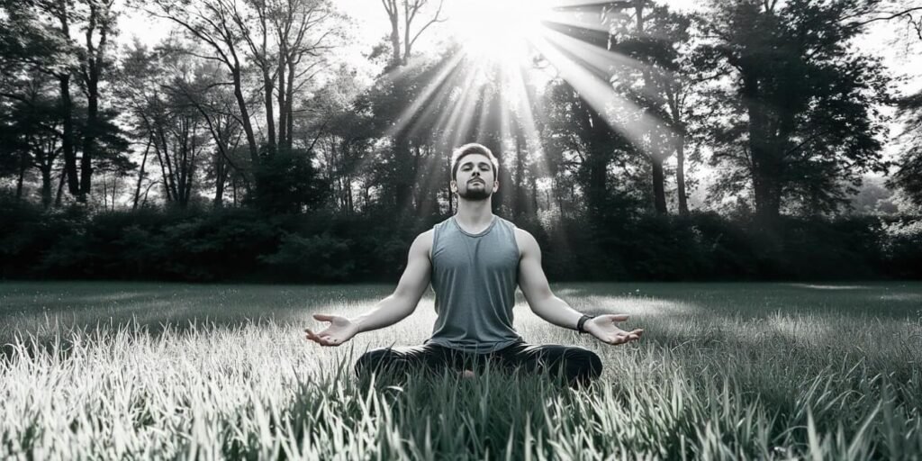 Young man doing yoga 1 1 1 1